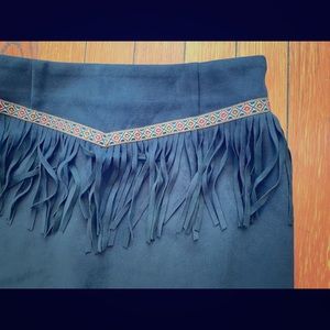 Suede Skirt w/ Fringe